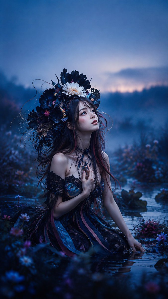 Gothic Fairy in Twilight Pond