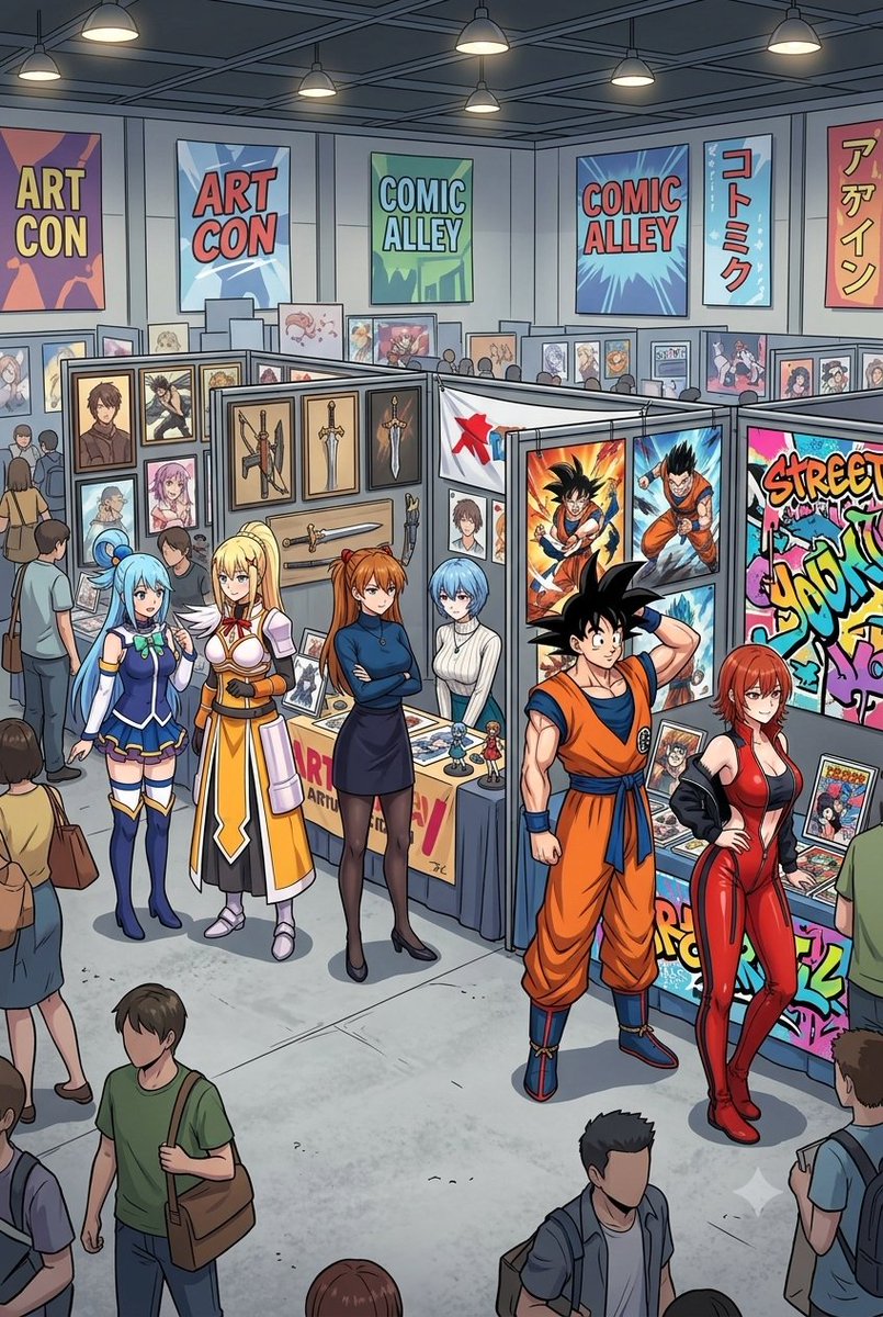 BrianJesusChav1's tweet photo. Convenciones y Arte:
Observando los puestos de una Convencion de Arte.
#AIArt #AIAnime #Anime #DBS #SonGoku #Convenciones #Arte https://t.co/g9G63pyh0O