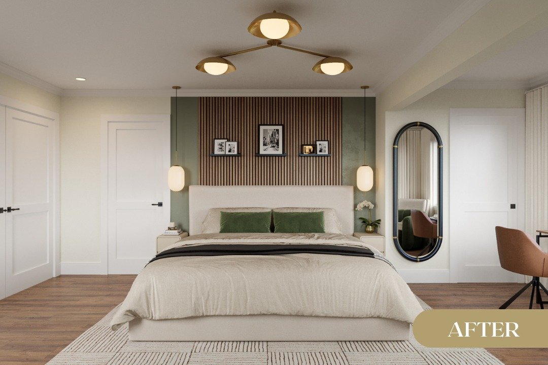 Decorilla's tweet photo. 🌟 We love a good before-and-after! This bedroom went from basic to beautiful with just the right touches of color, texture, and style! 😍 https://t.co/P9CIZbJVEf