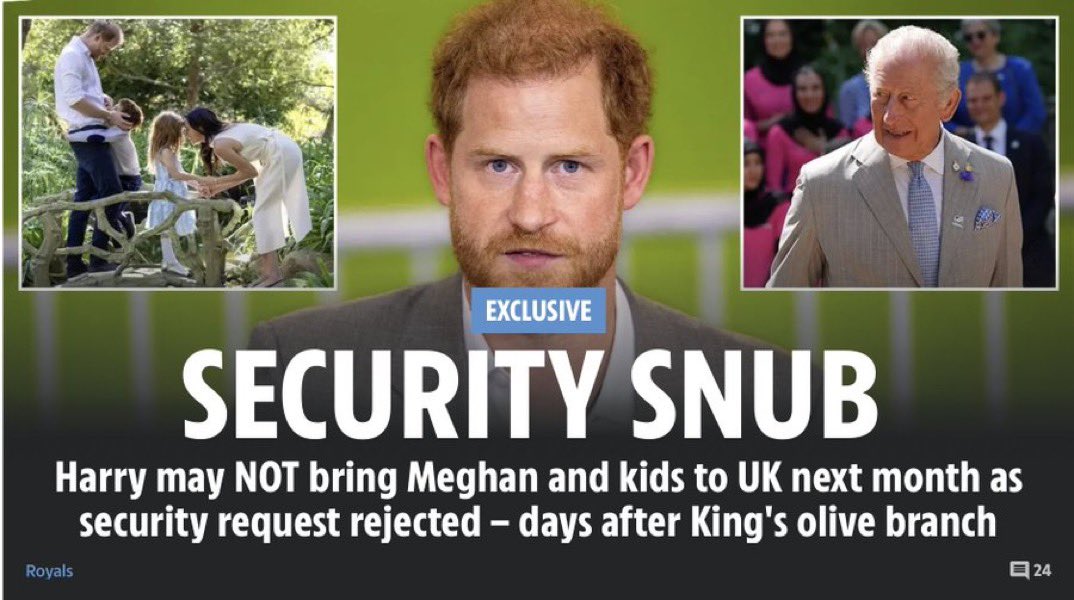 according2_taz's tweet photo. Oh shut the fuck up! The reason he has not been given more security is because they obviously do not think there is a credible threat against his family. Which is a good thing. He should be happy. I’m so sick of Harry whining constantly about security! You QUIT! Suck it up 🙄 https://t.co/A9gClh3wy4