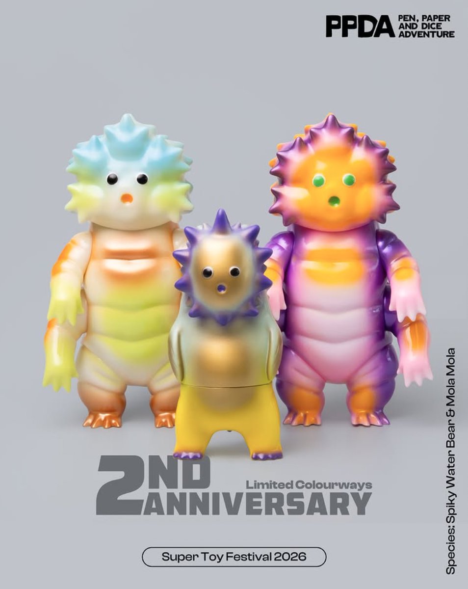 toysrevil's tweet photo. #TOYSREVILTOYNEWS
@ppdadventure's 2nd Anniversary releases to debut at #SuperToyFest (3-5 July, 2026) via Table/Booth B47.
Each colorway is limited to only 20 pieces worldwide, coming in signed & numbered.
Seek clarity:
https://t.co/uywP2dY5e8
#PPDA
#toynews
#toysblog https://t.co/2xQTBOuj7g