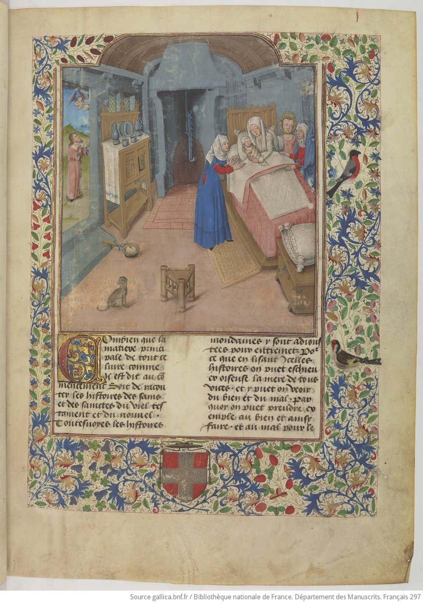 fakehistoryhunt's tweet photo. Lovely drawing of the birth of Mary in 'Fleur des histoires', 15th century.
Completely historically inaccurate, people didn't look or live like that in AD0 ;)
Sorry, couldn't resist, but let's do a mini thread looking at some details.
https://t.co/a7qerVZlzP https://t.co/8L5npzhBEt