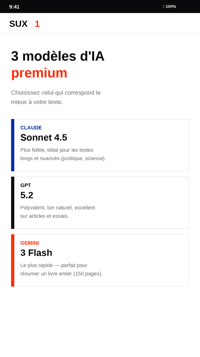 fiestamax1's tweet photo. ```
🚀 Je cherche 15 beta-testeurs Android pour SUX1.

L'app résume n'importe quel texte (PDF, articles, livres)
via Claude, GPT-5.2 et Gemini 3.

✅ 5 min de setup
🎁 Pass Pro offert
📅 1-2 semaines de test

Android + Gmail → DM moi votre adresse 🙏

#BetaTesting #Android #IA https://t.co/4q9uvu7xLX
