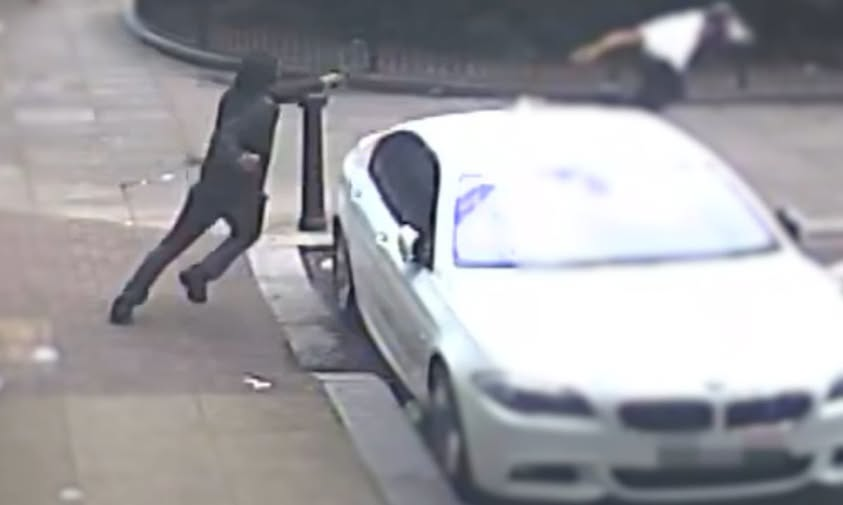 Alexandr4Denman's tweet photo. Aderahman Boumzough, 25 years old has been convicted of murdering 15 year old Rene Graham in a London park .
He walked up to the young boy in broad daylight during a family music festival on Ladbroke Grove and shot him in the chest .
Moments later as seen here he chased another man down the street and tried to shoot him too but the gun jammed .
Boumzough was found guilty of murder and attempted murder on Friday and faces life in prison .
This all happened on the 14th July 2024 and took over a year because the local community was reluctant to come forward with information .
Police had to spend months reviewing hundreds of hours of CCTV footage to identify and track him . Thoughts?