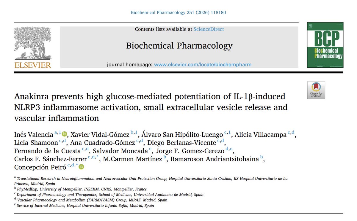 ConchaPeir's tweet photo. Just accepted paper! We show how high glucose and cytokines exacerbate innate immune responses in human vascular cells and favor the release of exosomes containing NLRP3 inflammasome components that promote inflammatory senescence in neighbouring cells
https://t.co/HlrP3oRJbz https://t.co/1FeV6KcLAK