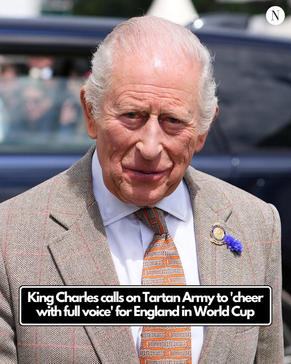 ScotNational's tweet photo. King Charles has called for the Tartan Army to put aside 'traditional sporting rivalries' and 'cheer with full voice' for England in the World Cup https://t.co/cYozgcMKji