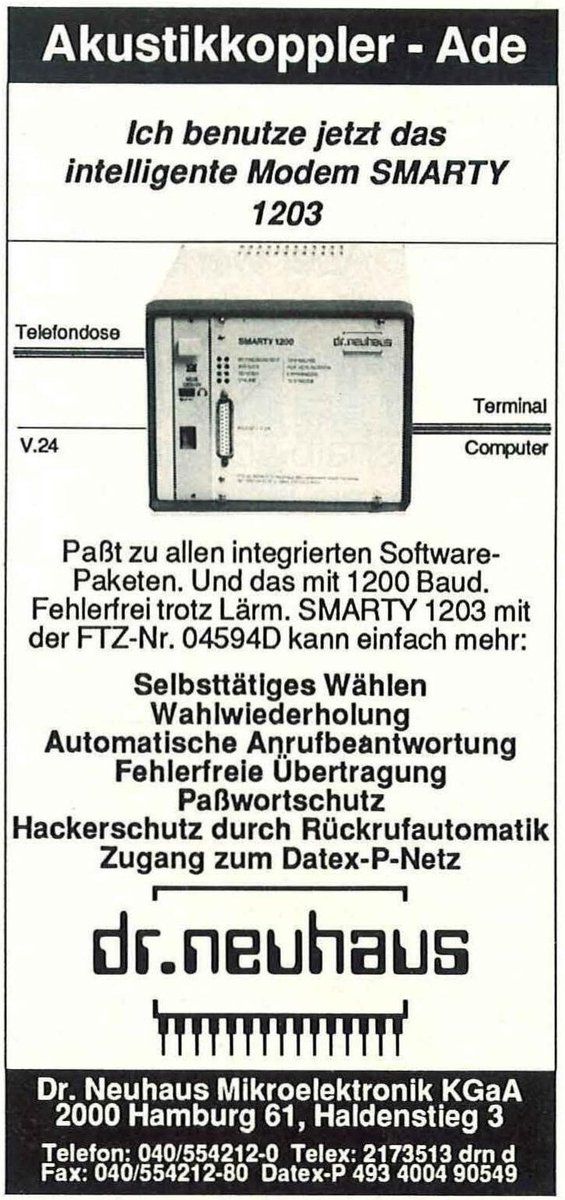 Retrojournal_de's tweet photo. 📞 Akustikkoppler? Nein danke!
1986 warb Dr. Neuhaus mit dem SMARTY 1203: 1200 Baud, automatische Wahl, Anrufbeantwortung, Passwortschutz und sogar „Hackerschutz durch Rückrufautomatik“.
Der Akustikkoppler hatte ausgedient. ☎️💾
#Modem #BTX #DatexP #80er #Computergeschichte https://t.co/ys2KgHuLS4