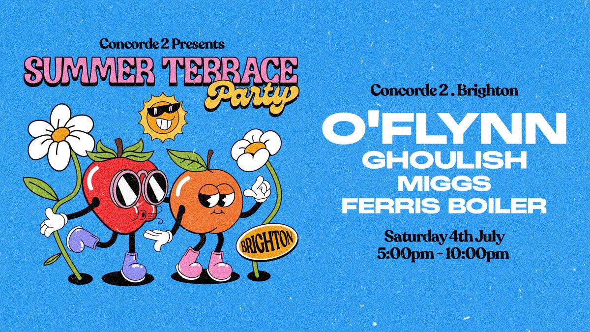 AXS_UK's tweet photo. ☀️ London producer and DJ @oflynnmusic brings his signature blend of house and breaks to @concorde_2's Summer Terrace Party this July — an outdoor evening in Brighton with support from Ghoulish, Miggs and Ferris Boiler!

⏰ Tickets on sale now
🎟 https://t.co/9te6nbnV7P https://t.co/7clKxOEYrX