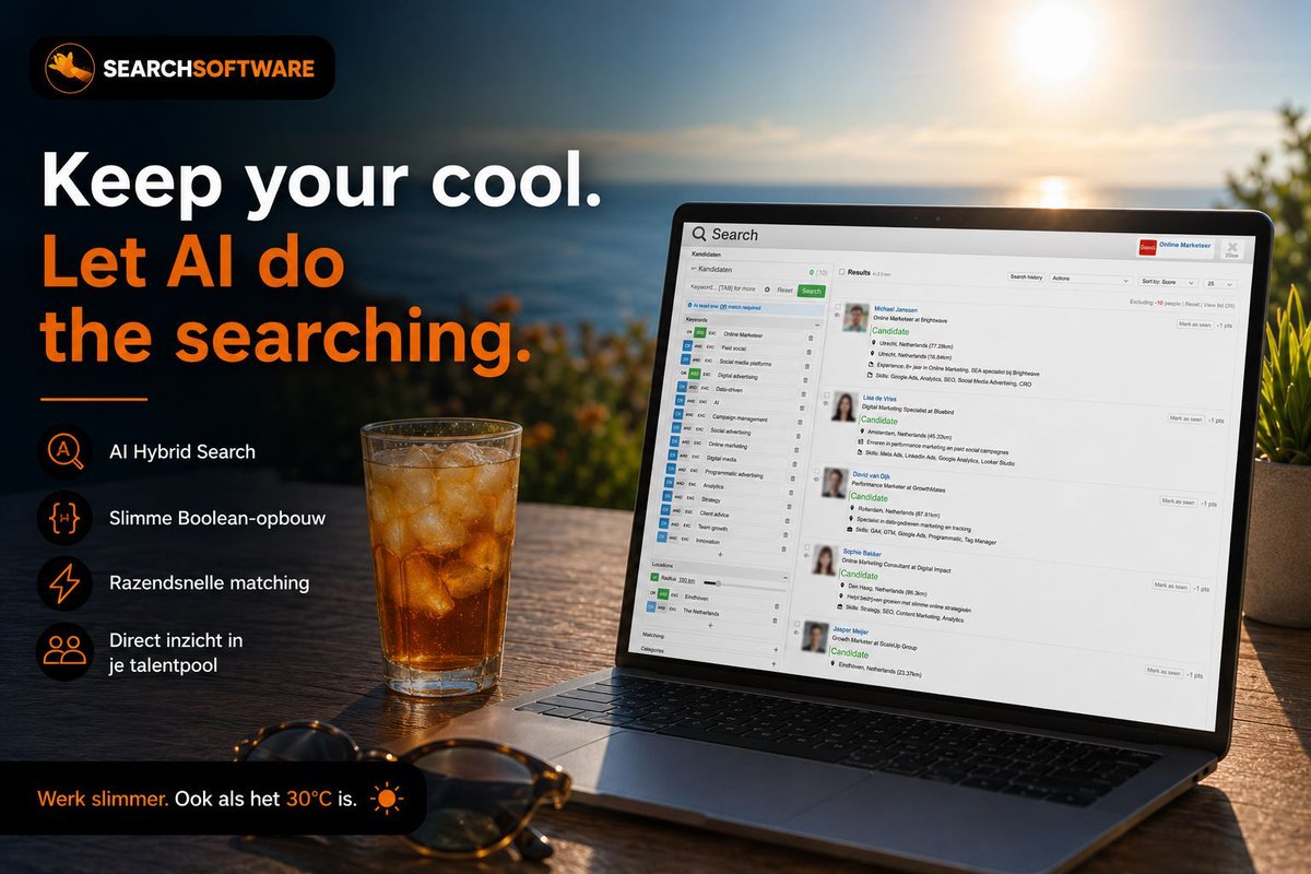 searchsoftware's tweet photo. ๐ Buiten is het warm genoeg. Je recruitmentproces hoeft dat niet te zijn.
Laat AI zoeken, matchen en filteren. Jij focust op de kandidaat.
#Recruitment #AI #ATS #Searchsoftware #HRTech https://t.co/Tds13cGQVr https://t.co/nV37nc79p2