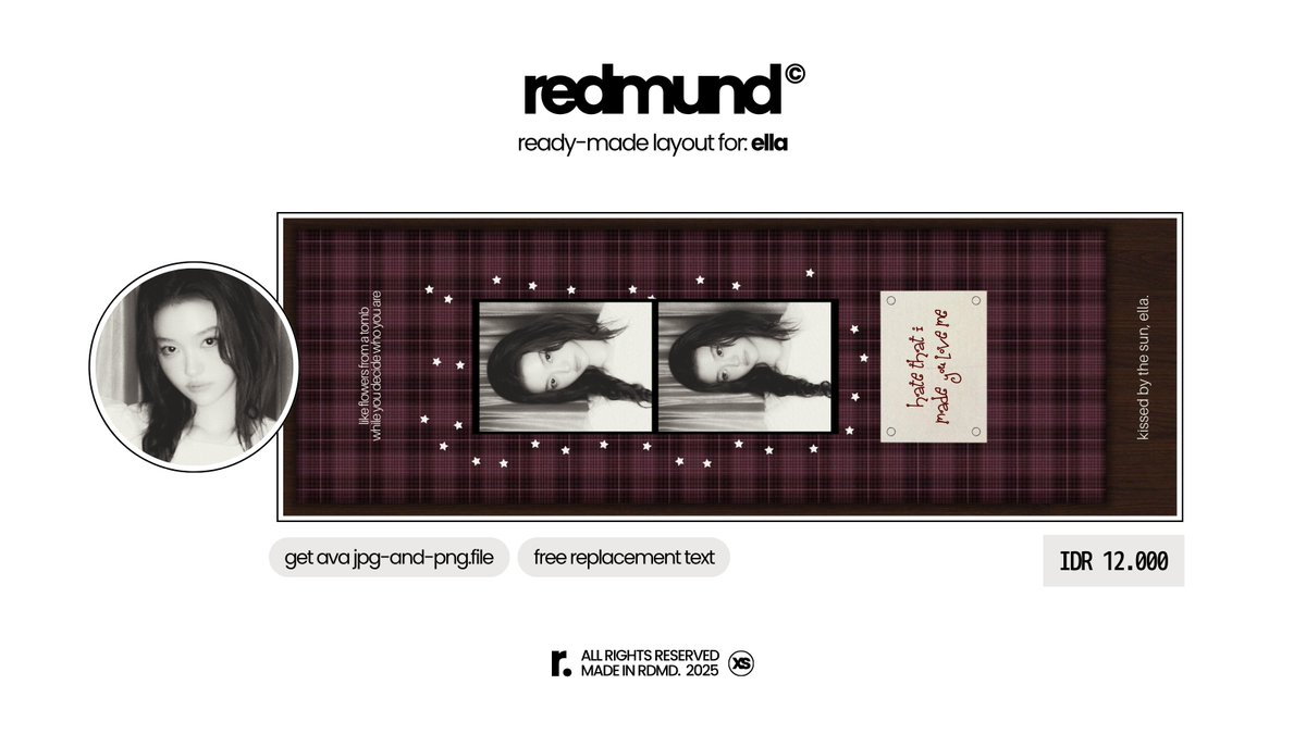 Redmuund's tweet photo. [A repost is highly appreciated] ⭑ #bealanja

Hello, everyone. Ready-made layout for WONYOUNG, ELLA, and STELLA from my 'hate that i made you love me' catalog are available now with IDR 12.000 for each. Slide into my DMs. 💬 https://t.co/kjJxEJWCD1
