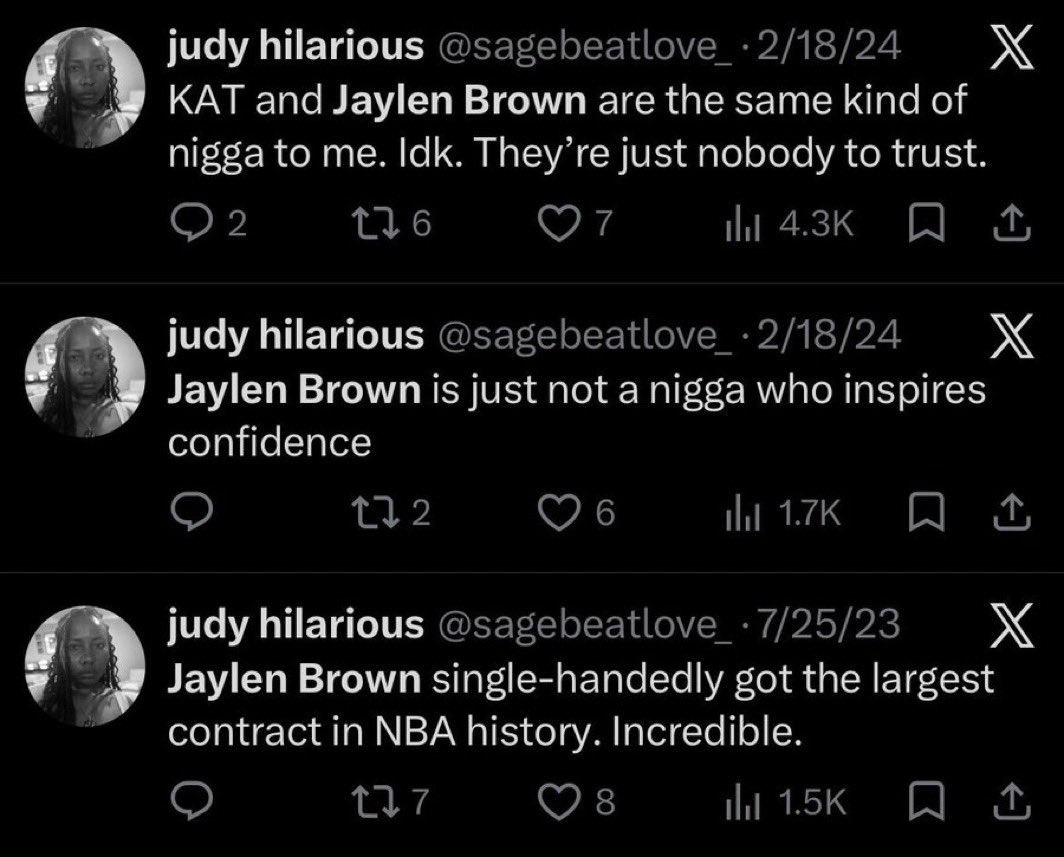 herechigoes's tweet photo. Everybody is a Jaylen Brown fan when it’s time to slander Tatum https://t.co/ad9UZBTibM