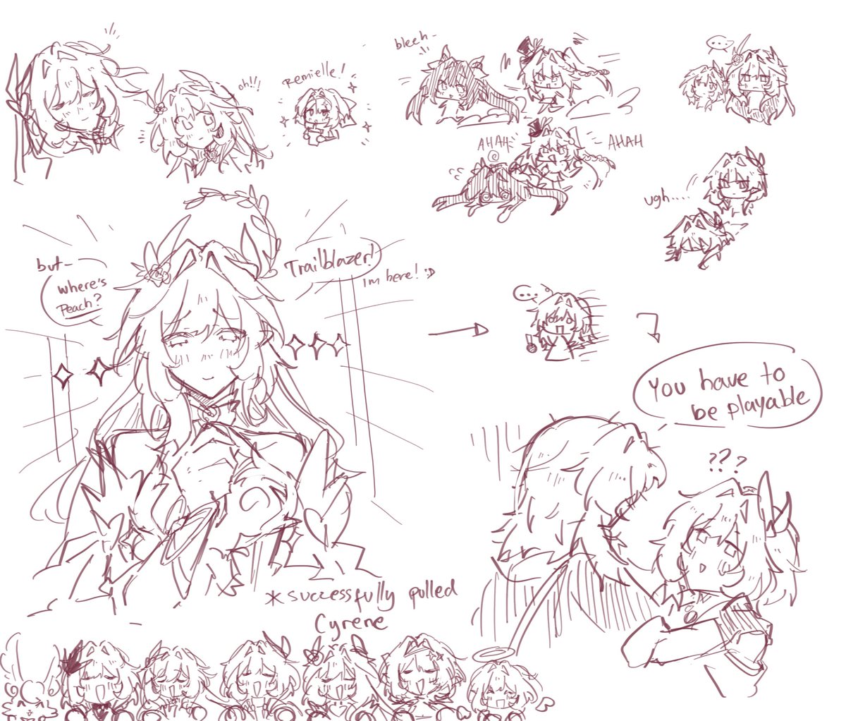 KareToKoi's tweet photo. I want playable smolrene :D ft. Doodles of others #Cyrene https://t.co/lNh1fuxtej