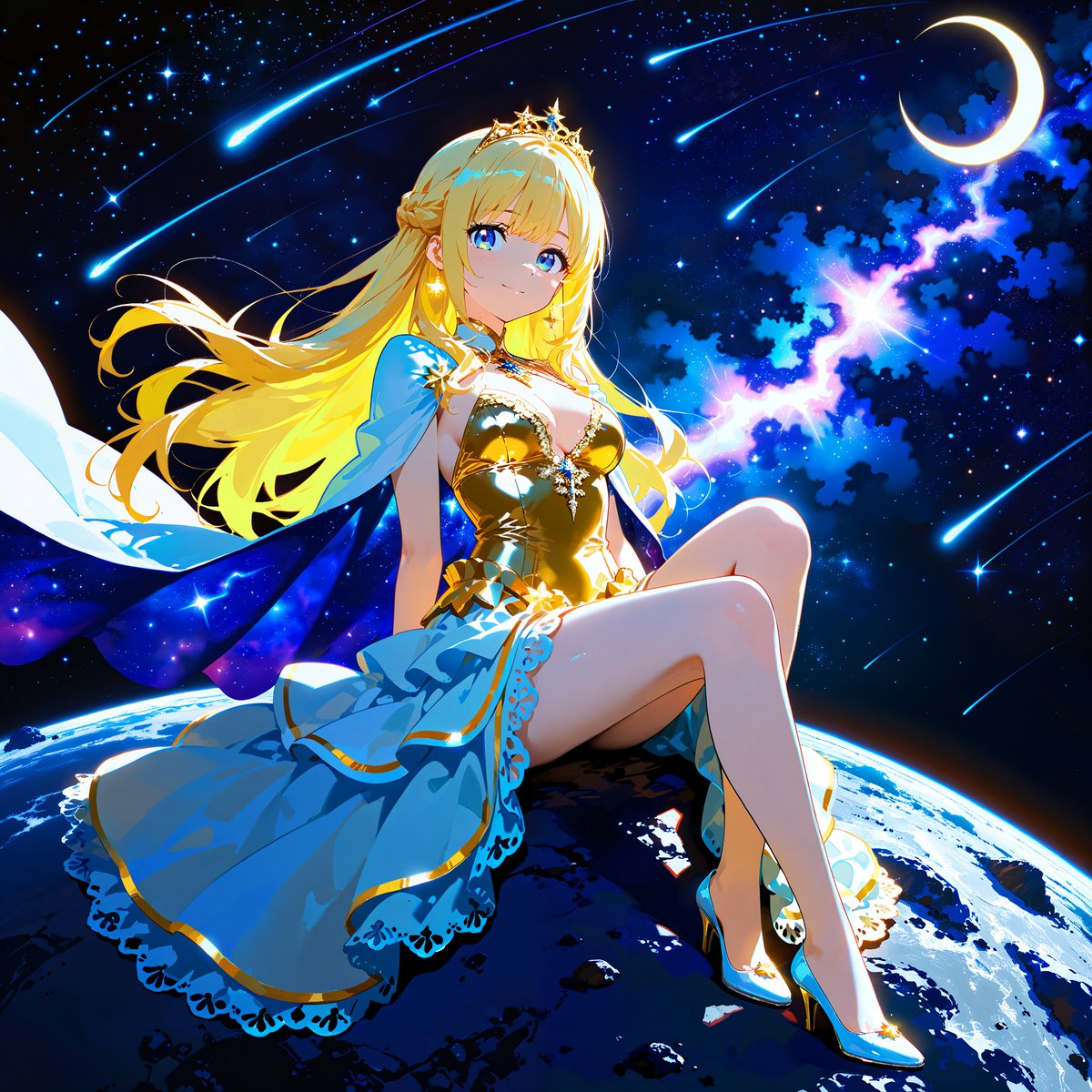 masa_fj's tweet photo. 「アワートAI」AI活用プラットフォームの投稿を共有しました！
お題目：星の王
タイトル：「星の王女様」

https://t.co/ycIrLd48V9
#ourtAI #AIイラスト #AIart https://t.co/wtdQDy4mtf