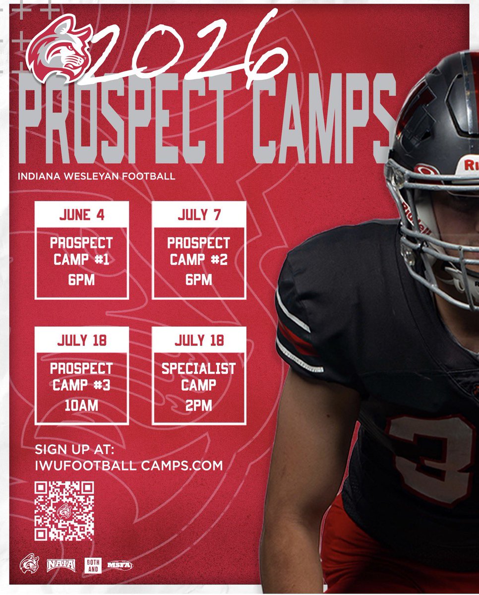 IndWesleyan_FB's tweet photo. OL RECRUITS!

Get signed up for our Prospect Camps and work with our OL Coach @drewengels. He has lead our OL to 3 conference championships, developed 3 All-Americans, 12 All-Conference selections, and a Rimington Award Winner! 

Sign up link: https://t.co/nbyK08kXpx https://t.co/cMxbwAg2y8