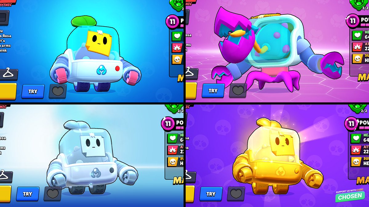 BrawlNetworkX's tweet photo. All new Sprout remodeled skins! 👀 

Only 4 of his skins were remodeled:
- Base
- Mutant Sprout
- True Gold Sprout
- True Silver Sprout

What do you think of them? 🤔 https://t.co/Tf23y6pc05
