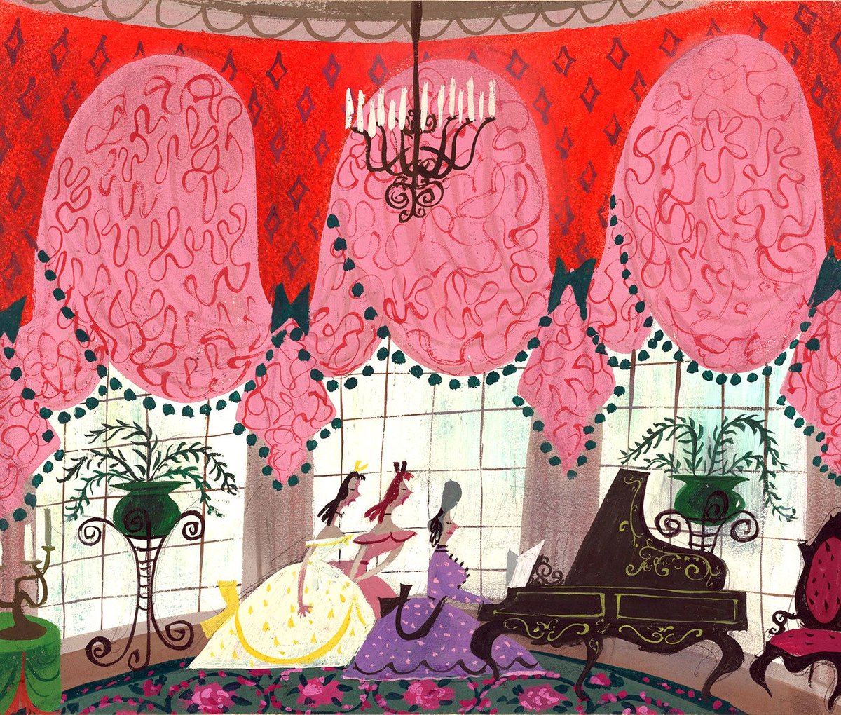 oldtoons_'s tweet photo. Mary Blair was the ultimate fairy godmother of Cinderella (1950).  

The pure, ethereal magic her bold color choices, vibrant modernist palettes &amp; stylized concept art injected into every single frame is what made the final animation so otherworldly. https://t.co/Pb63RXoMkM