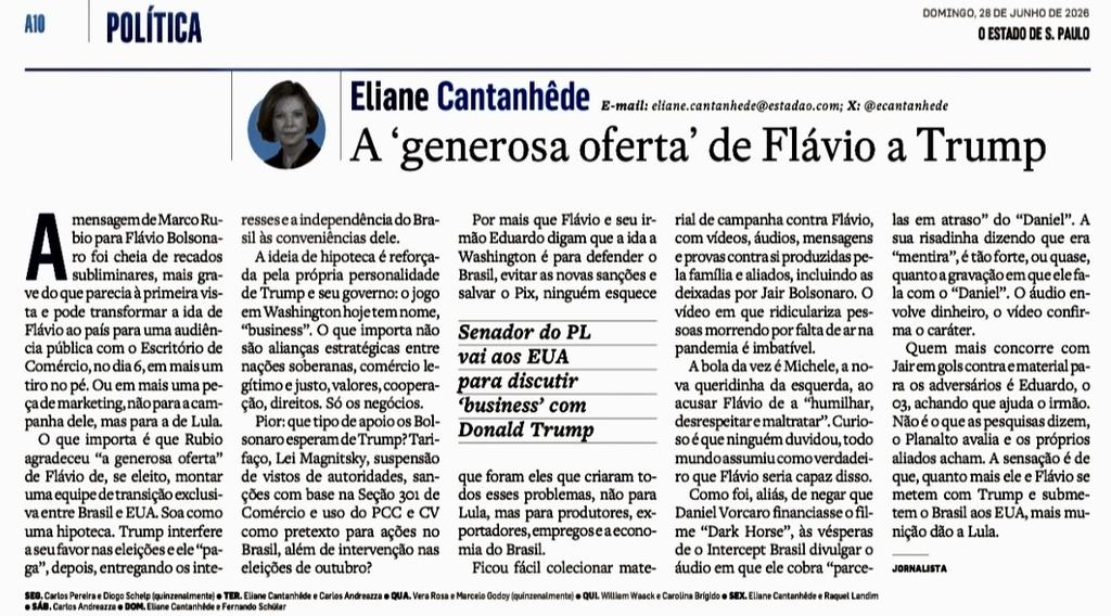 finc0's tweet photo. 'Generosa oferta', sinônimo de entreguismo antipatriótico, de viralatismo... @FlavioBolsonaro, o VASSALO, sem a mínima estatura para ser presidente do Brasil. #Lula2026 🇧🇷 https://t.co/bOOpRYObCp