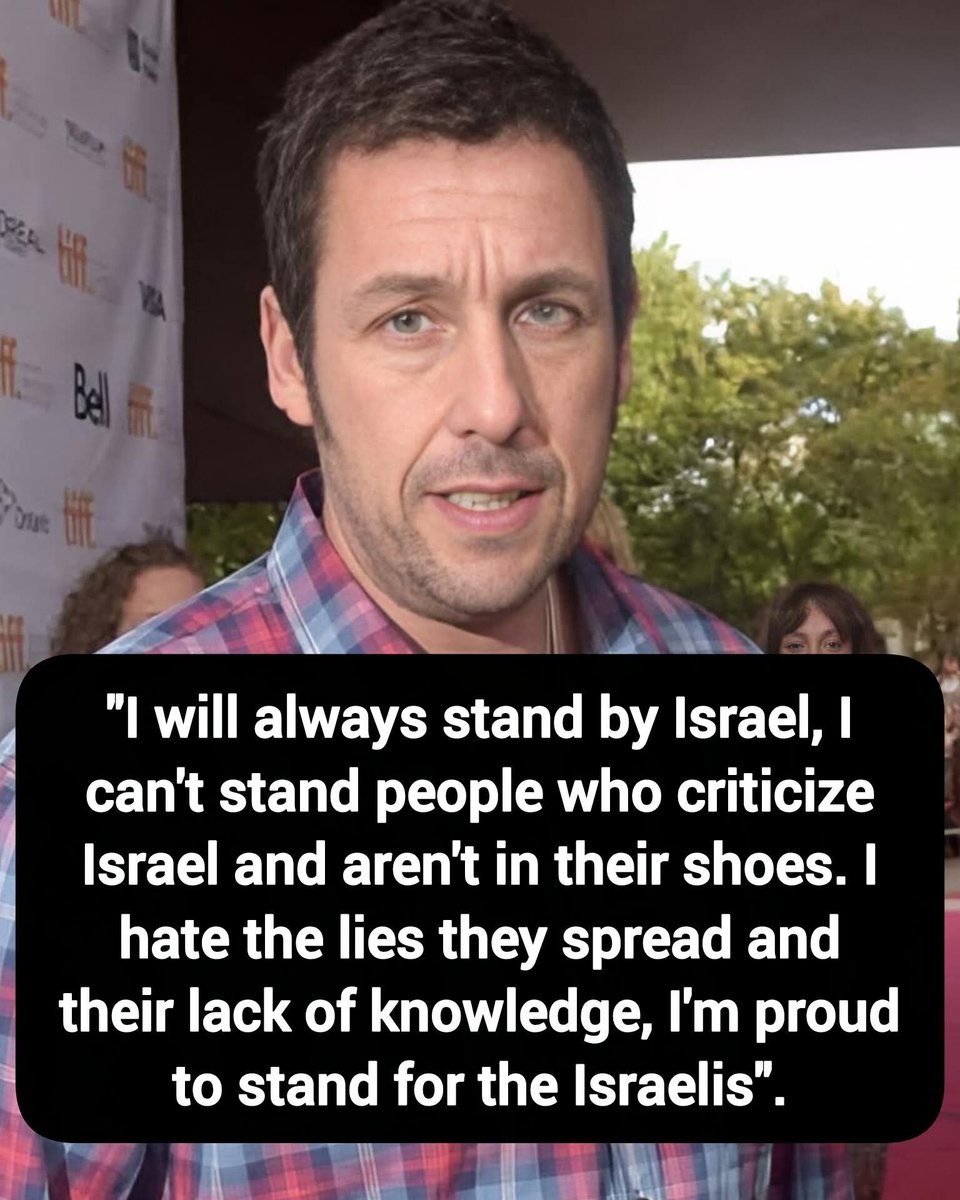 DavidJHarrisJr's tweet photo. 🚨Adam Sandler: "I will always stand by Israel, I can't stand people who criticize Israel and aren't in their shoes. I hate the lies they spread and their lack of knowledge, I'm proud to stand for the Israelis".

Thoughts? https://t.co/K7su3oyWw3