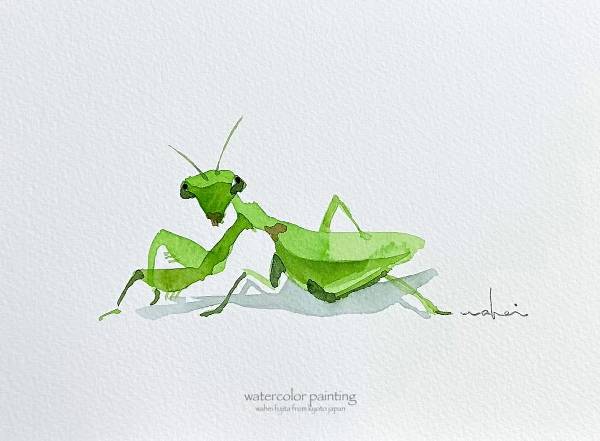 ワンハンドストロークでカマキリ。 描画30秒。ニゴリ無し