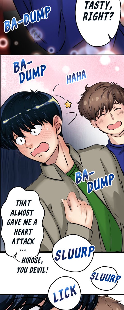 DedeMidian's tweet photo. I swear this is the last “To Be Continued”… probably. 😂🍿 (1/2)  ->  (2/2)  in  comments  :)  
#GoForItNakamura #ガンバレ中村くん #NakamuraKun #Hirose #BLAnime #FanComic #fanartㅤㅤㅤ https://t.co/B6lH9mL7Dk