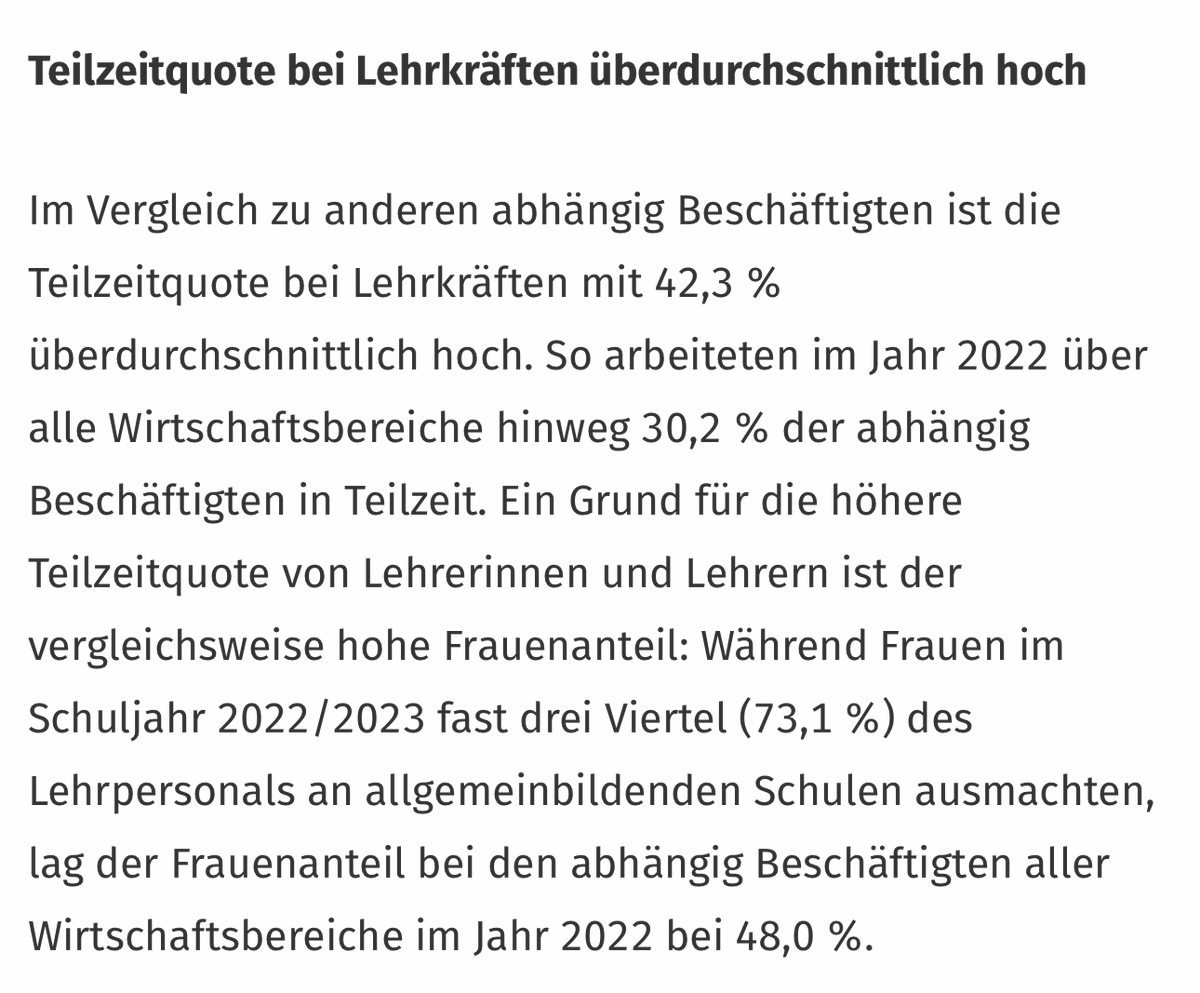 Sveinney's tweet photo. @Musician1980 Wir haben keinen Lehrermangel, sondern nur einen Lehrstundenmangel. Lehrer sind deutlich über dem Bevölkerungsschnitt in Teilzeit. 

https://t.co/I9gR3YTu69 https://t.co/SITOzj4EUG
