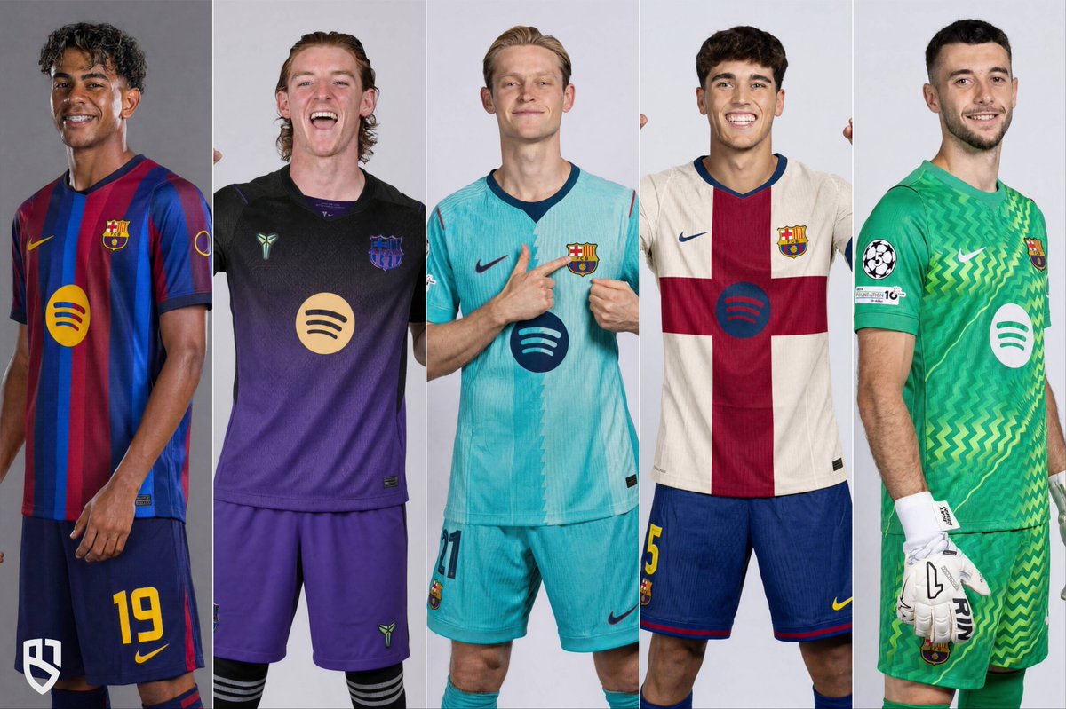 BarcaTimes's tweet photo. Barça 26/27 kit lineup. What's your favourite? 🤔👇🏼 https://t.co/bRRy3D6UDf