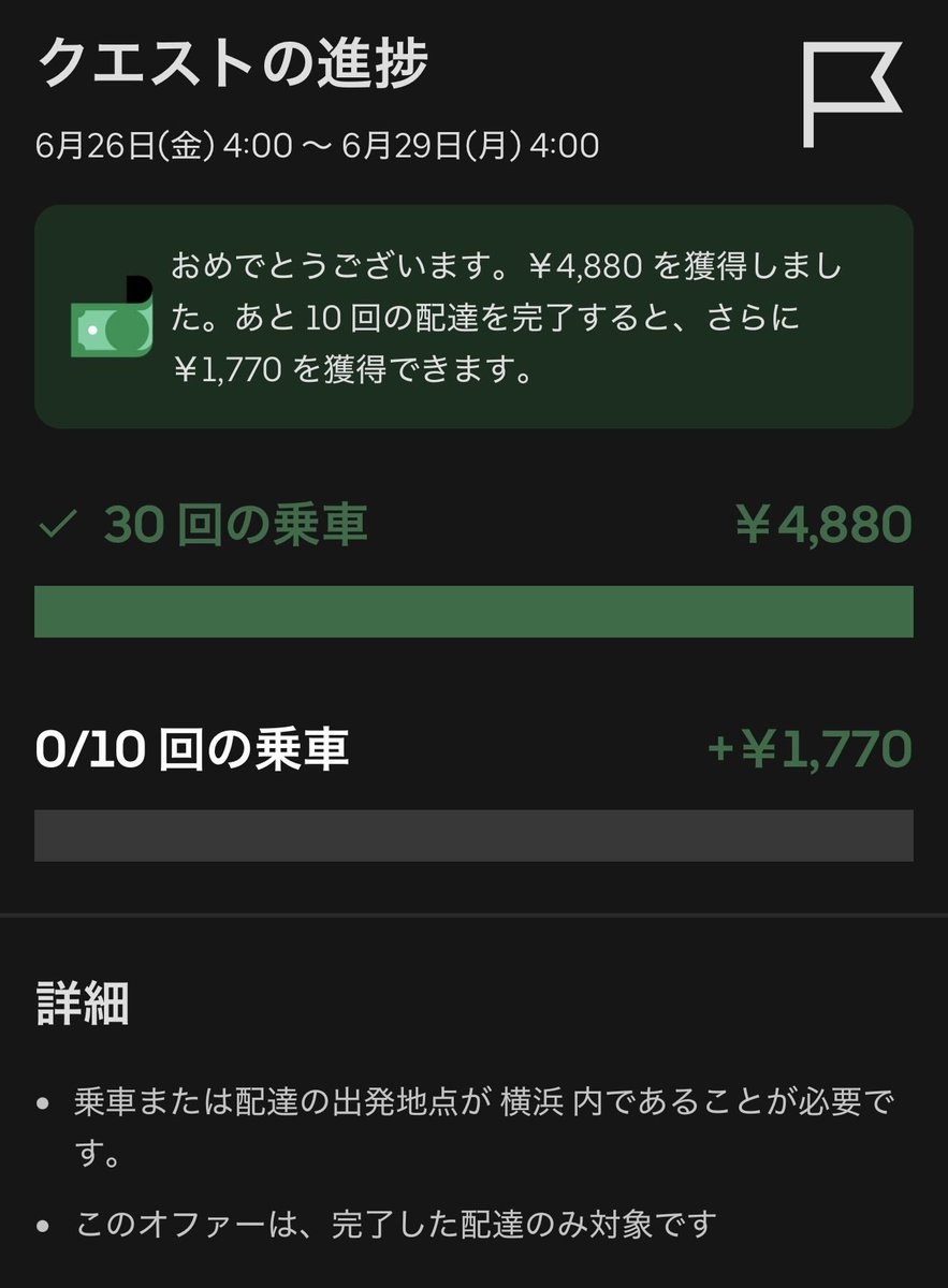 GiruDeMo's tweet photo. フーデリ6月28日(日)
12:30〜23:15(休30分)
稼働10時間15分
【40件39412円】

🐸20件 正味9058円
選択クエ4880円
雨クエ1500円
🥫15件 18230円
🚀5件 5744円

やはり🚀は受諾率低いと
雨の日でもほとんど鳴らん
横浜に行ったが無音…
下手にオンにしないほうが良さそう
この2日で🥫が好きになったw https://t.co/QrfJDGiDcG