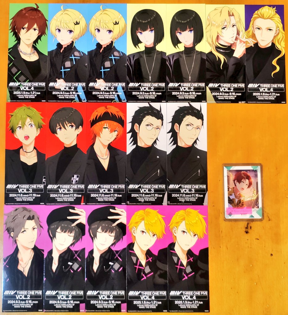 YanoDarc's tweet photo. 【交換】アイドルマスターSideM FiFS展EXTRA 特典 チケットサイズ両面イラストカード

譲）冬馬、ピエール、麗、圭、翔真、隼人、旬、春名、玄武、幸広、荘一郎、類

求）北斗×1、恭二、英雄、龍×1、誠司×2、雨彦×1、鋭心

郵送を希望します。よろしくお願いいたします。 https://t.co/EYyQJGCig3