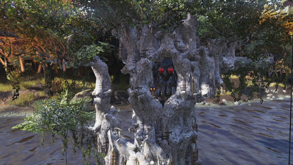 Papa_Gator's tweet photo. What more could any girl want than a Mothman inhabited, skull adorned, ancient, knobbly tree to live in with her best friend?

#fallout #fallout76 #fallout76camps @Fallout https://t.co/RkH7hzAMD1