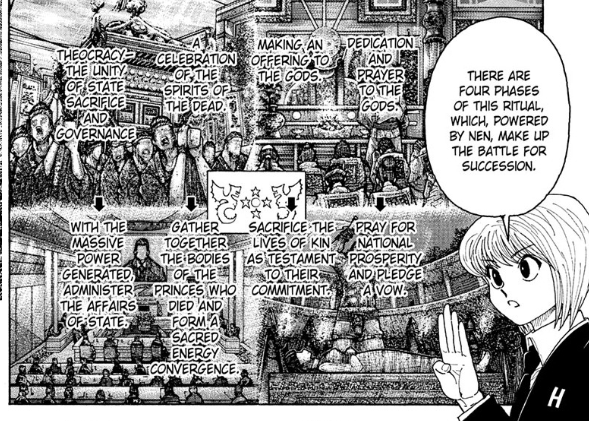 hiruxhoshi's tweet photo. #hxhspoilers

one of the phases being to gather the bodies of your own kin that died further highlights the brutality of the kakin empire with its sheer disregard to life. even if a kind-hearted prince was the sole survivor, they'd have one last cruelty to enact https://t.co/1hCiQgYJpi