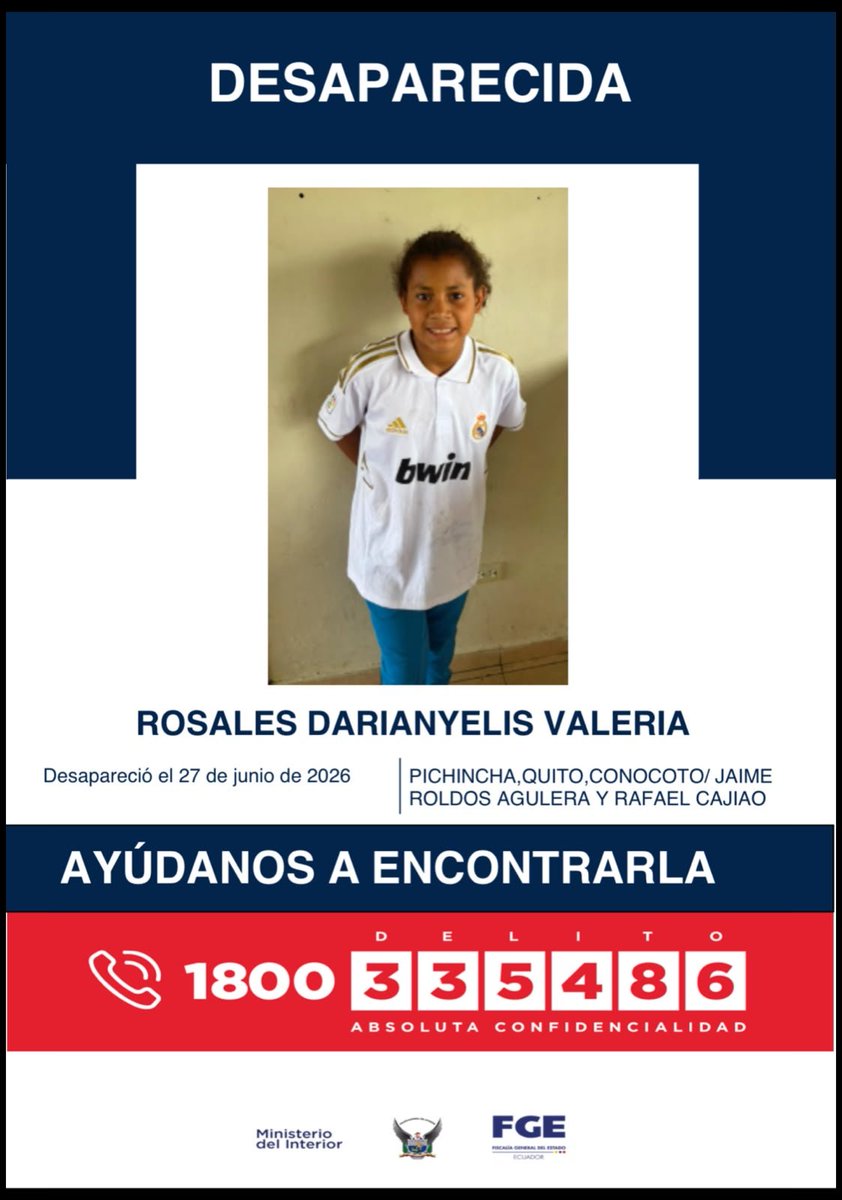 saritortiz's tweet photo. Todavía están perdidos tres niños, Luis, Mikel y Darianyelis. 

Si los ven póngase en contacto con la Policía o 1800 335486

#Quito
#Conocoto https://t.co/E4Jt66uQa4
