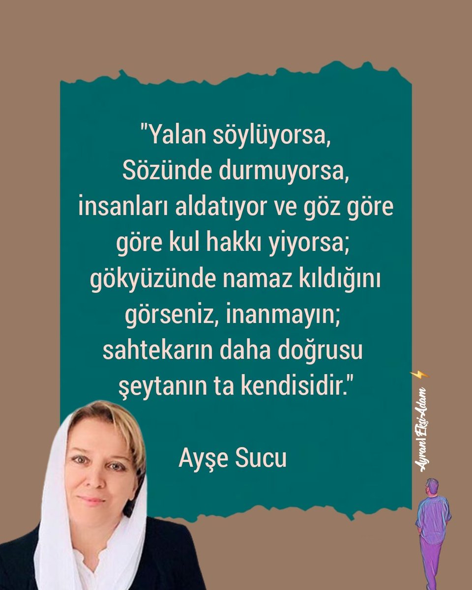AyraniEksiAdam's tweet photo. #AyşeSucu
@aysesucu
#yalan #söz #aldatmak #kulhakkı #gökyüzü #namaz #görmek #inanmak #sahtekar #şeytan
Çok doğru...
#AyranıEkşiAdam ⚡️ https://t.co/RFWSETIkHs
