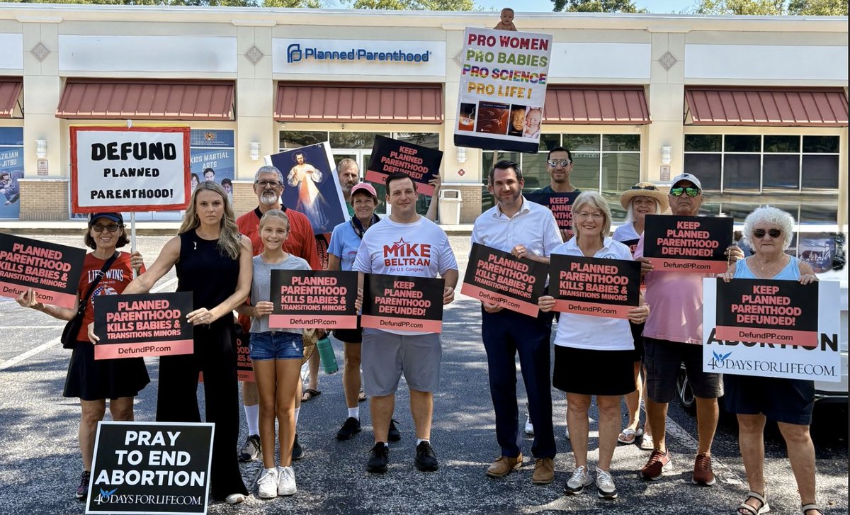 MBeltranFL's tweet photo. Before we went walking yesterday, we went and protested outside Planned Parenthood.  I, for one, would never vote to allow funding to PP, nor would I have voted for any provision that allowed such funding in the future. PP should be permanently defunded! https://t.co/axTA2kQX5X