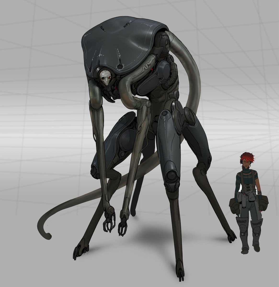 art_wilkins's tweet photo. Delving deep into the machine, our protagonist (right) discovers humans who have adapted over millennia to thrive within its metallic depths. Now, facing existential internal threats to their civilization, they choose to ally with the outsider in a desperate search for answers. https://t.co/RN6iDqaOEf
