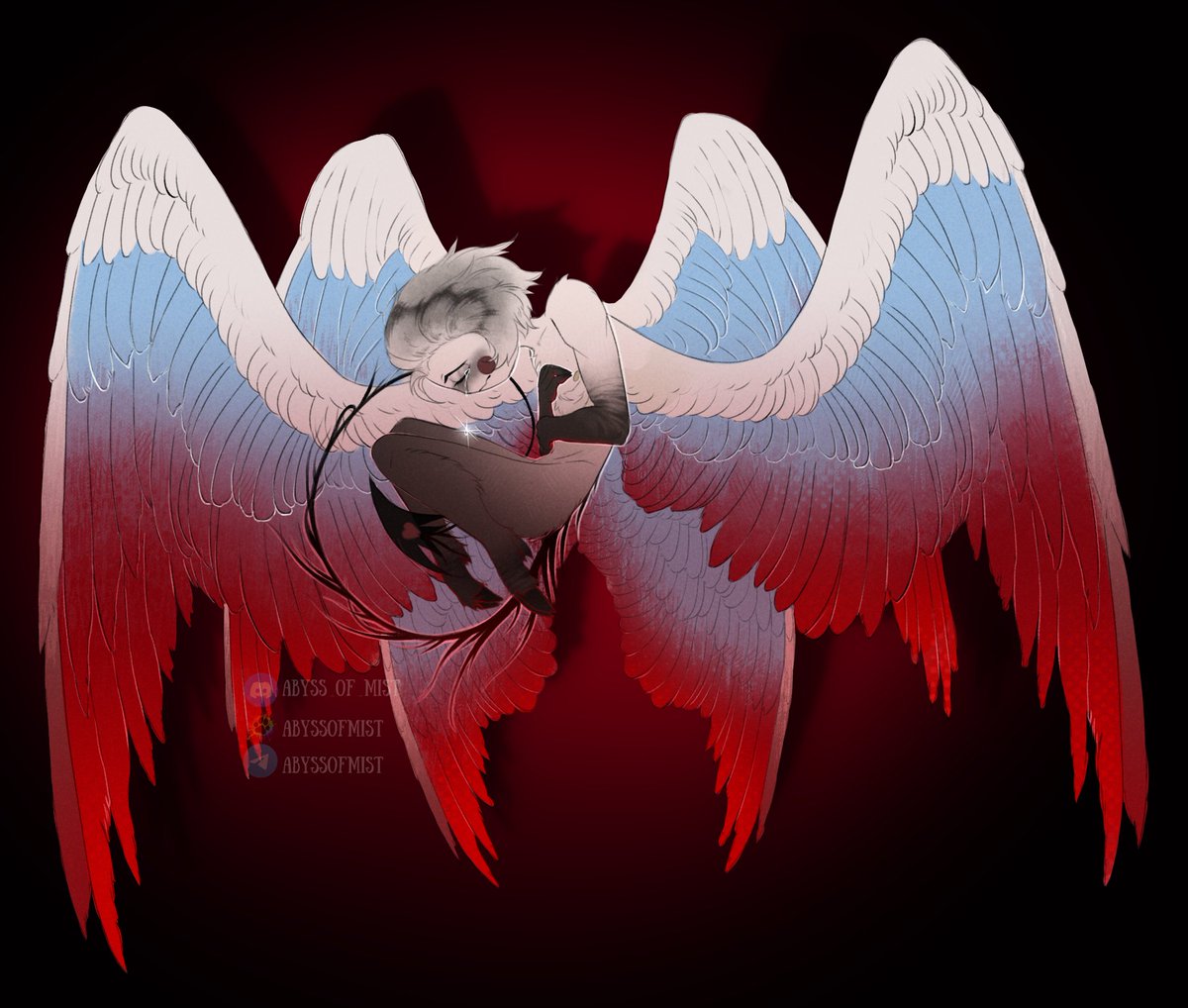 Abyss_Of_Mist's tweet photo. ╭──────────.𓆪.──╮
Art for the Luciferomania
event! Drawing a sad Lucifer
 is something magical
✦ 
My baby boy...
╰──.𓆪.──────────╯

✦ [#lucifer #hazbin #Hazbin_Hotel #hazbinart #Lucifer_Morningstar] https://t.co/zl5cO4To2e