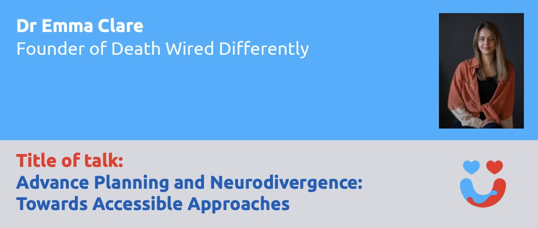 ACPDay2027's tweet photo. Advance Planning and Neurodivergence: Towards Accessible Approaches 😍

- Dr Emma Clare (@EmmaCClare) 

Free ACP Day 2026 conference tickets https://t.co/1g0zLN1Ypg 🆓 

#ACPDay2026 #Neurodivergence #AdvanceCarePlanning https://t.co/dMHk9kweQB