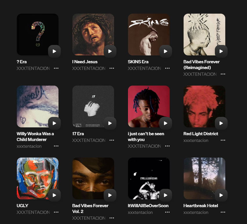 IDRIIIIIS_31's tweet photo. Here's all XXXTENTACION unreleased albums https://t.co/6zjuMa82yT