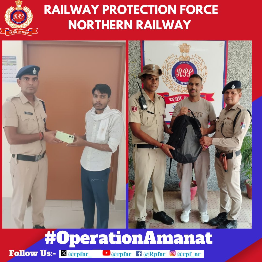rpfnr_'s tweet photo. *We value your valuables*

Under #OperationAmanat 
#RPF NR located unclaimed bags and other valuable articles and returned to their rightful owners. @AshwiniVaishnaw @RailMinIndia @RailwayNorthern @RPF_INDIA https://t.co/7CKw5KkLnB