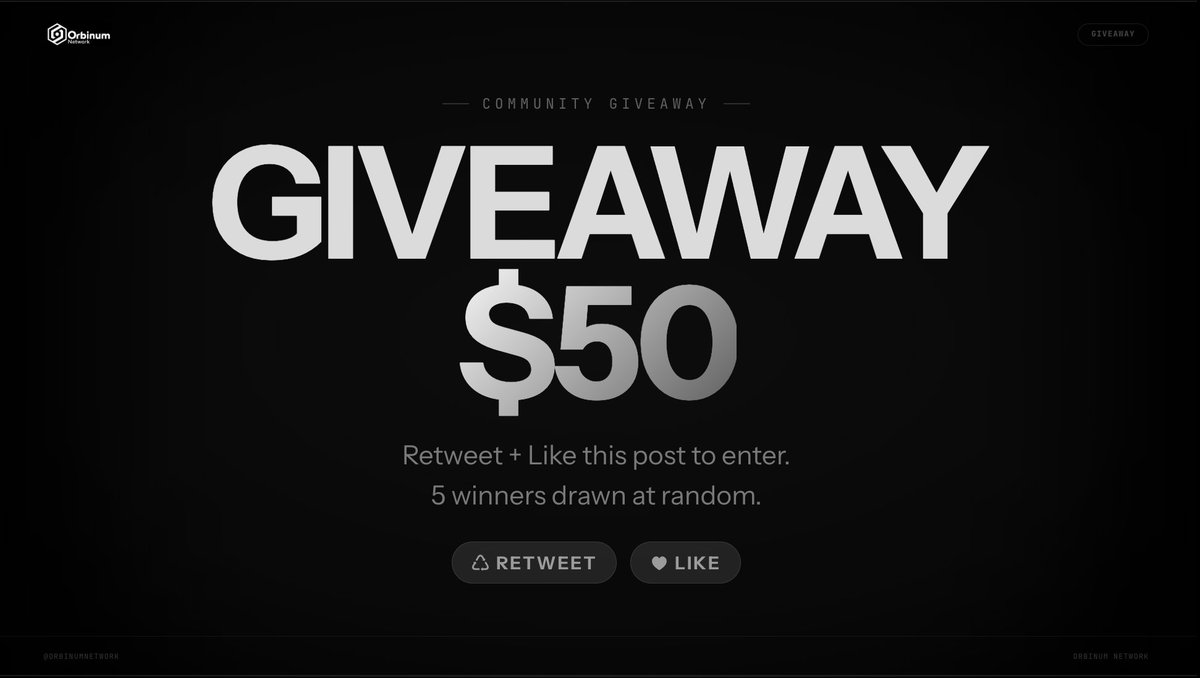 orbinumnetwork's tweet photo. 🎁 $50 Giveaway - closing Q2, opening Q3!

To wrap up Q2 and kick off Q3, we're celebrating with a community giveaway.  We've also updated the roadmap 🚀.

🏆 5 winners
💰 $10 each

How to enter:

✓ Repost + Like this post
✓ Follow @orbinumnetwork

📅 Ends: Friday the 3rd, 23:59 UTC

And one more thing, your early support matters, so we've decided to extend Daily Rewards indefinitely. Claim every single day, no end date. 🙌

Claim your Daily Reward → https://t.co/5Ra4JUfNCQ
Check the updated roadmap → https://t.co/feL7ZhHvdK

#Orbinum #Web3 #Airdrop #Giveaway #Privacy #ZK #Community