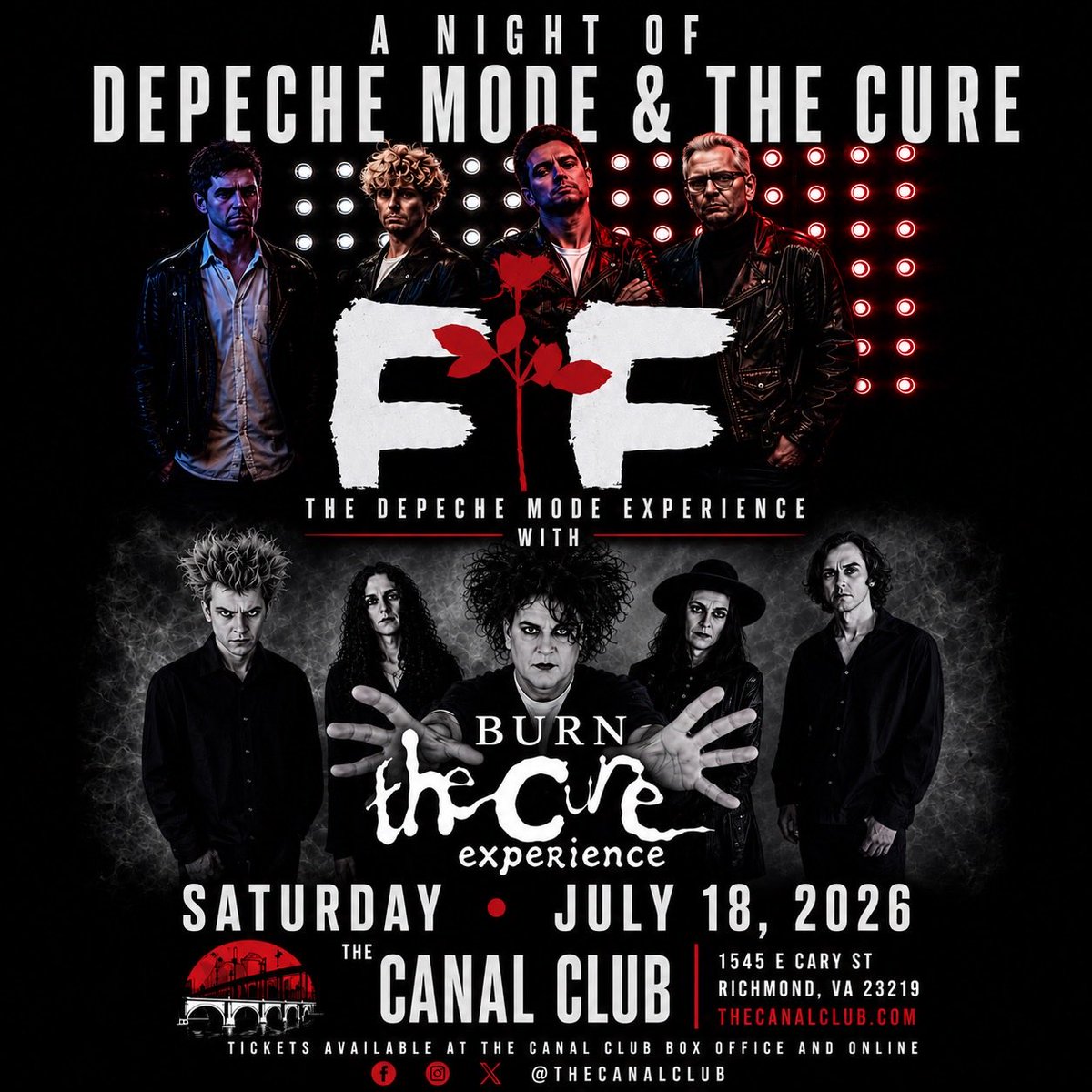 TheCanalClub's tweet photo. ON SALE NOW—

Fast Fashion: The Depeche Mode Experience

Burn: The Cure Experience

Tickets and info here—https://t.co/MJvUAObeyP https://t.co/DzZATzBEvM