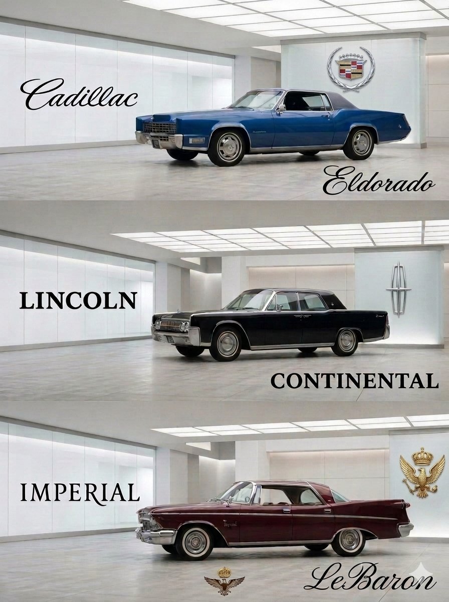 pr0ud_americans's tweet photo. When the American highway was an open runway, three automotive empires clashed to build the ultimate land yacht. The 1960s marked the absolute pinnacle of domestic automotive opulence. It was a decade of massive V8 engines, razor-sharp styling, and technology that felt like science fiction.
Here is a look at the "Big Three" premium nameplates of the era, Cadillac, Lincoln, and Imperial, and the rolling masterpieces that defined mid-century success.
-----------------------------
1. Cadillac (General Motors)
General Motors dominated the era with Cadillac, the undisputed "Standard of the World." As the decade progressed, Cadillac transitioned away from the massive, outrageous tail fins of the late 1950s toward a more tailored, formal, and slab-sided elegance.

The Star Car: The 1967 Cadillac Eldorado.

The Style: It abandoned traditional curves for razor-edged, aggressive body lines, hidden headlights, and a sporty "long hood, short deck" profile.

The Engineering: This legendary personal luxury coupe shocked the automotive world by introducing front-wheel drive mated to a massive 429 cubic-inch V8 engine. It stood as the ultimate statement of high-rolling executive power.

2. Lincoln (Ford Motor Company)
Ford entered the 1960s in a precarious position but completely reinvented luxury with a single, clean-sheet design. Lincoln abandoned chrome overload in favor of understated, timeless minimalism that changed automotive design forever.

The Star Car: The 1965 Lincoln Continental.

The Style: Famous for its iconic rear-hinged "suicide doors," the Continental featured a flat, slab-sided profile with subtle chrome accents along the top ridges of the fenders.

The Engineering: It was shorter than its competitors but heavier, built to rigorous aircraft-inspired quality control standards that gave it an incredibly silent, vault-like ride.

 3. Imperial (Chrysler Corporation)
While often associated with Chrysler, Imperial was spun off into its own distinct, standalone luxury brand to directly combat Cadillac and Lincoln. Imperial catered to buyers who wanted unparalleled engineering excellence, distinct styling, and absolute exclusivity.

The Star Car: The 1960 Imperial Crown.

The Style: Early 60s models were famous for their standalone, pod-like headlights, radical sweeping tail fins, and the distinct faux-spare-tire outline molded directly into the rear decklid.

The Engineering: Mechanically superior in many ways, Imperials featured bulletproof "TorqueFlite" push-button automatic transmissions, torsion-bar suspension for a glass-smooth ride, and powerful wedge-head V8 engines.

-----------------------------
These rolling living rooms didn't just carry passengers, they broadcast that you had arrived at the absolute peak of the American Dream. They represent an unrepeatable era of chrome, unlimited displacement, and unapologetic presence.
Which of these three mid-century legends would you park in your dream garage?