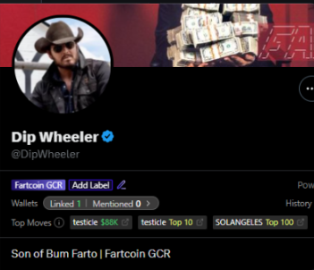 TrolldevSol's tweet photo. Hello, did we forget the biggest holder in CT?

Dip Wheeler still holds his testicle position, in which he is down 130k.

He is the diamond holder and the Fart Guy.
https://t.co/QA5AxR8rDm https://t.co/uT6bDEA9t0