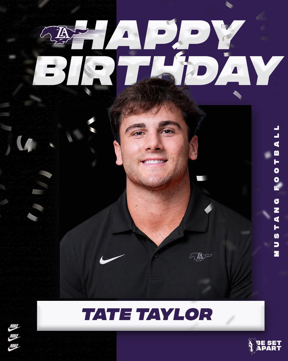 LAmustangFB's tweet photo. Happy Birthday to Coach Tate Taylor! 🔥💜🔥 #BeSetApart https://t.co/ygokkHXCSA