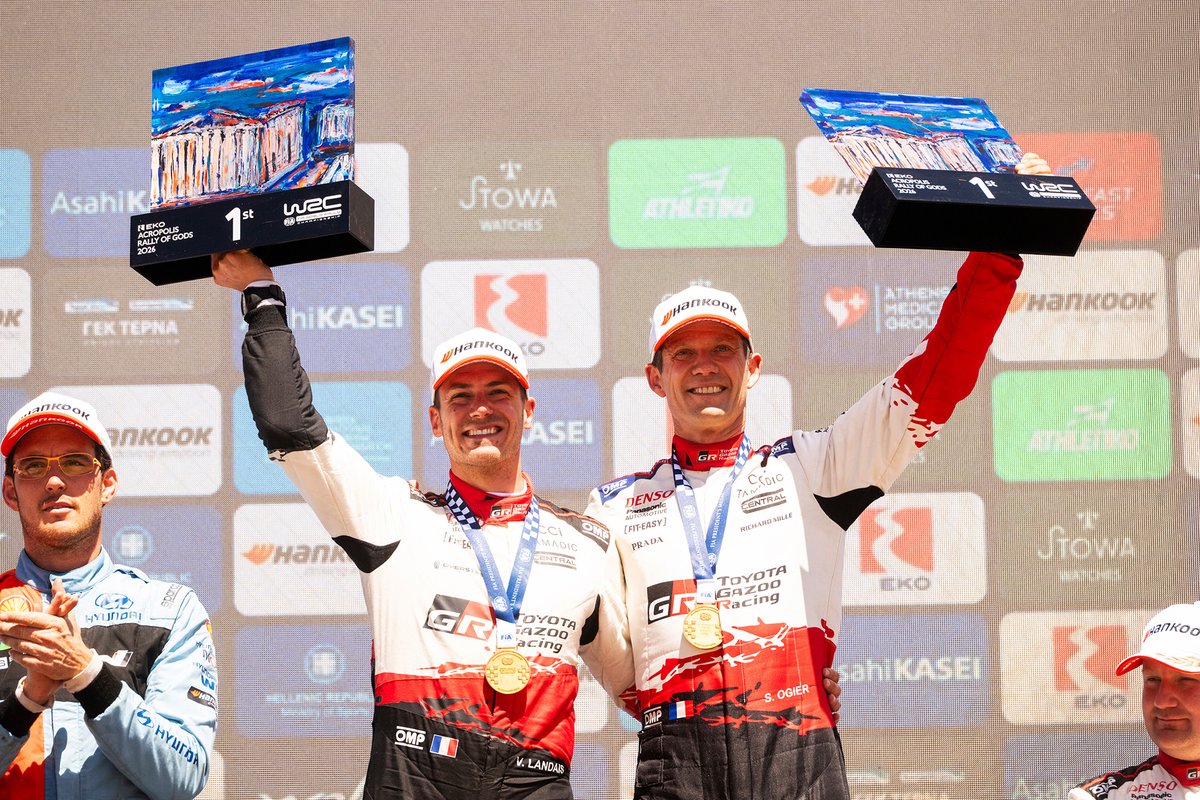 SebOgier's tweet photo. Perfect weekend, taking maximum points - exactly what we needed! ✌️

It feels good to win the #AcropolisRally again after many years! We tried our best and I think we had the right strategy the whole weekend.

It was very close with Thierry and there was no chance to relax. Like often here, it's been a very tough rally, particularly for the tyres, so I'm glad that we were able to stay out of trouble. This is a very positive result for us!

#WRC 🇬🇷