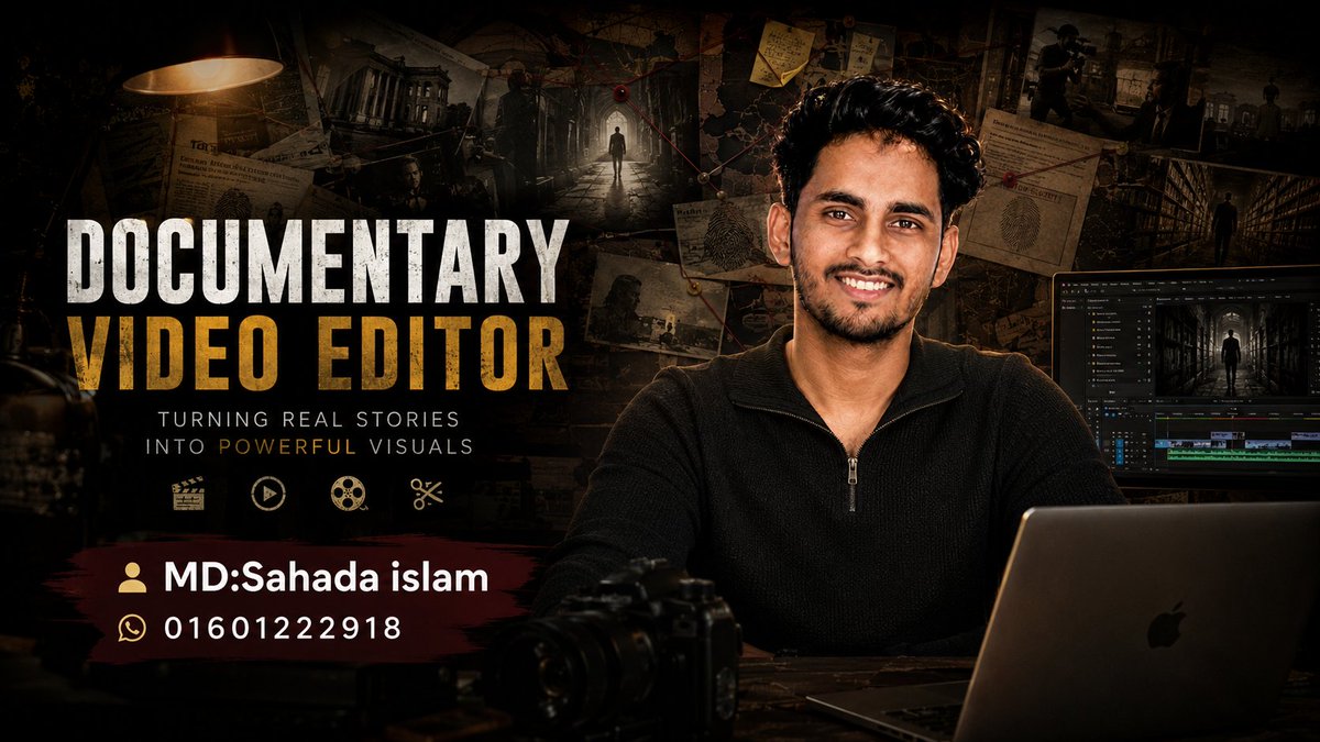 md_sahadat39507's tweet photo. π· Professional Documentary Video Editor | Turning real stories into cinematic visual experiences. Passionate about creating engaging, impactful, and story-driven documentaries that leave a lasting impression.
#DocumentaryEditor #VideoEditor #Storytelling #CinematicEditing https://t.co/ixTUpMhIpp