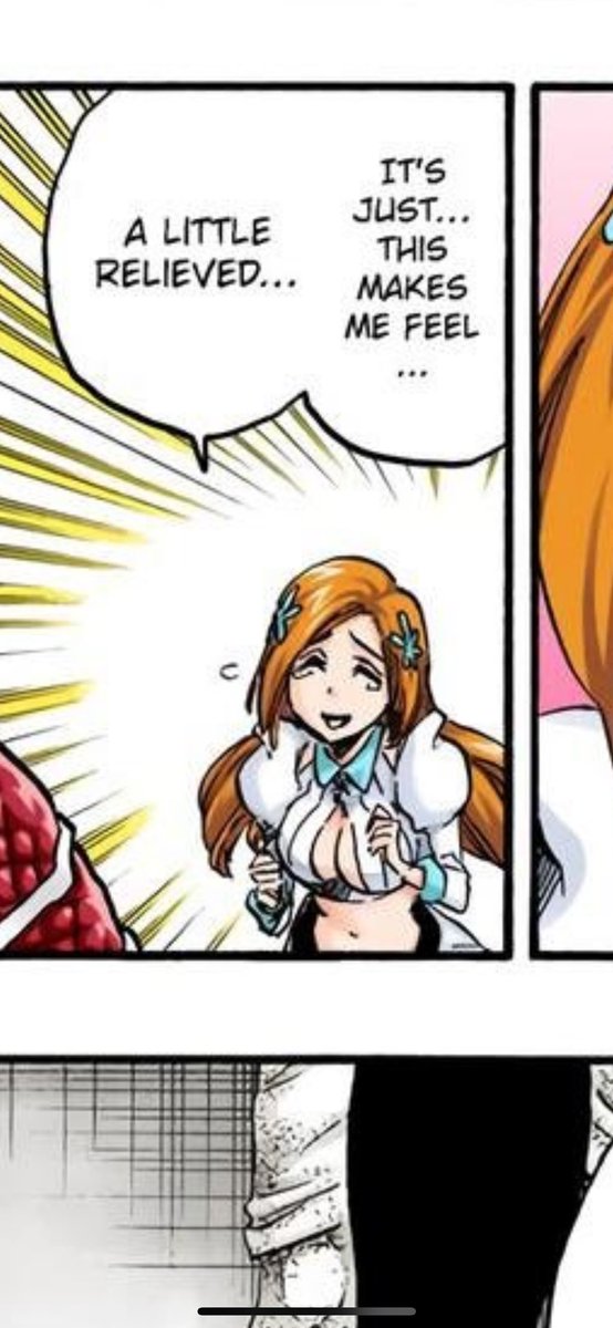 buzfeelo's tweet photo. @bananakkjoh @Lamu__ya Yoruichi is completely normal. And what you’ve shown was anime Orihime where her chest size wasn’t as it was in the manga lol https://t.co/60ZjOboWQ6