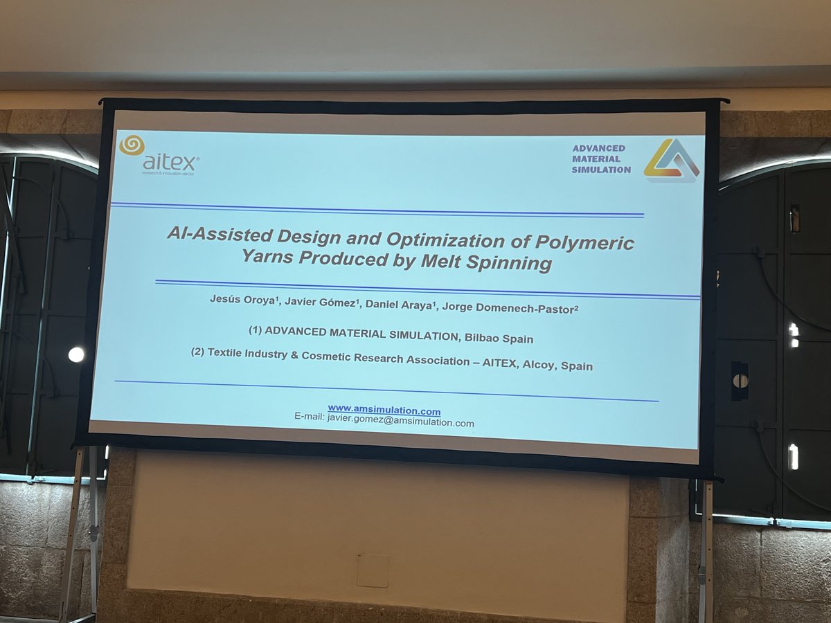 dimatproject's tweet photo. 👏 Congrats to authors J. Oroya, J. Gomez, D. Araya (AMS) &amp; J. Domenech (AITEX), and thanks to session chair Prof. L. Canetta (SUPSI)!

Their presentation covered everything from Coarse-Grained Molecular Dynamics to LLM-powered optimisation.

🔗 Read more: https://t.co/QahewMquMc https://t.co/A9qRROkN68