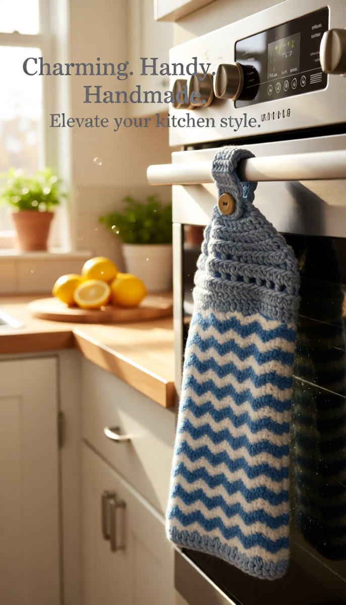jiction's tweet photo. New crocheted accents hanging dish towel available at https://t.co/vHwxpJ2aE4 #handmade https://t.co/WRU2e3LTcA