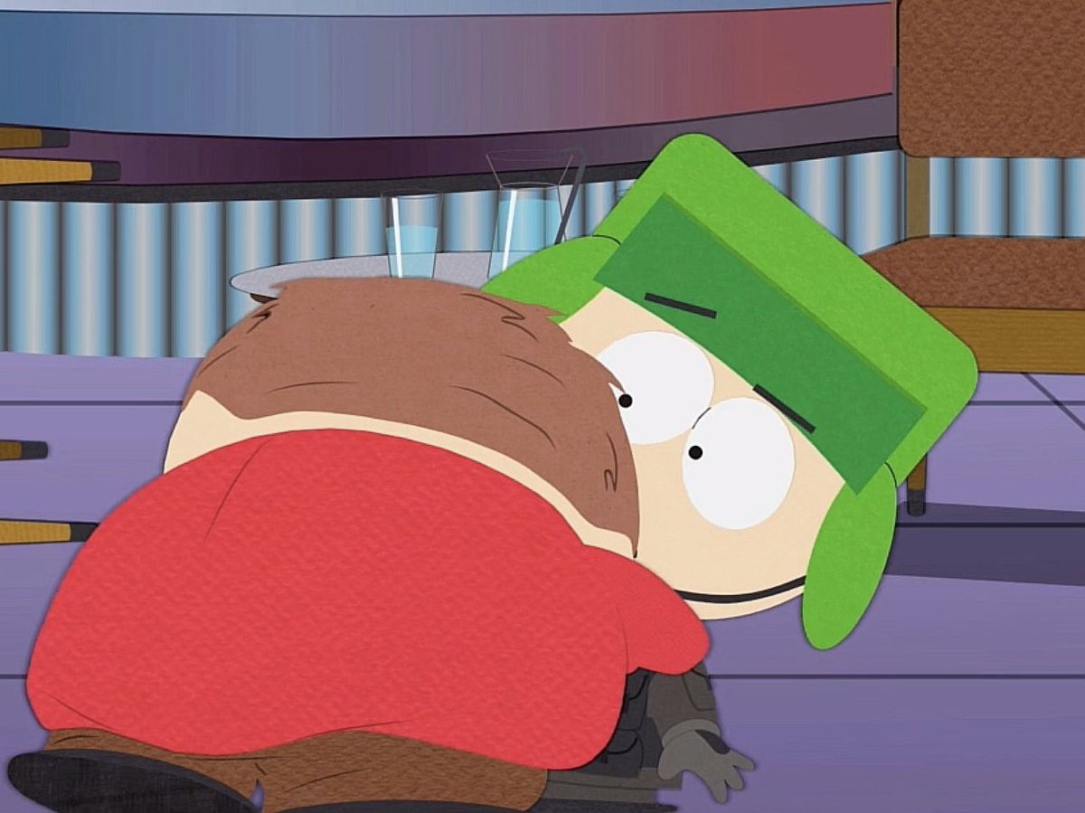 lainfangirl1's tweet photo. I love the fact that whenever cartman hugs kyle, kyle is genuinely shocked. He never push cartman away or get angry, he just gets annoyed but he LETS cartman hug him. I never see cartman hug his other friends so dramatic like this so often https://t.co/b3P3iwrnAA