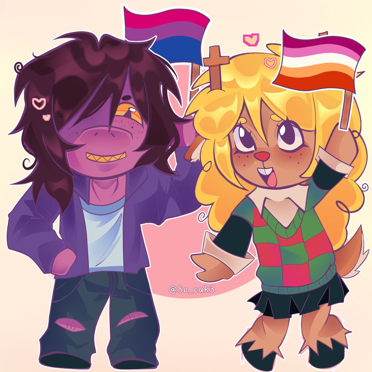 So_cak3's tweet photo. Cuando había terminado el dibujo me dijeron que la bandera estaba al revés,,, 

#Deltarune #Suselle #deltarunefanart https://t.co/NET4SiCIPh